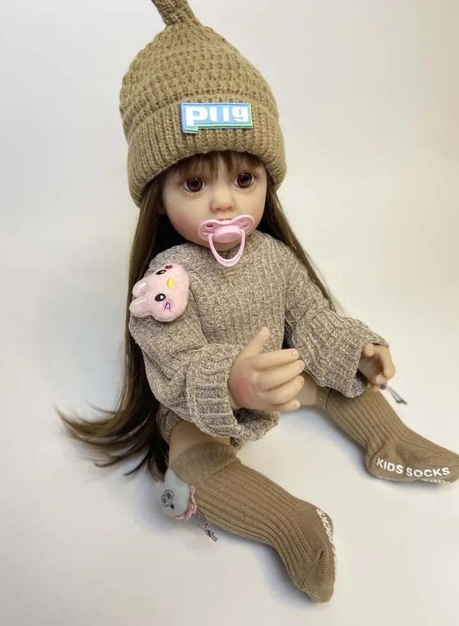 JestNest Realistic Sound with Sensor & Activities! Lifelike Full Silicone Body Reborn Baby Girl Doll Toy Princess Toddler Bebe with Brown Long Hair Gift for Girls - Image 1
